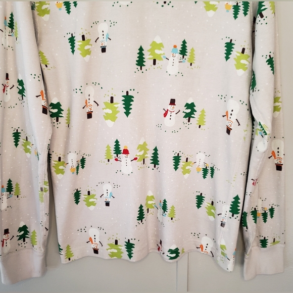 Moon and Back by Hanna Andersson Holiday Snowman Long John Pajama Top - Picture 5 of 11